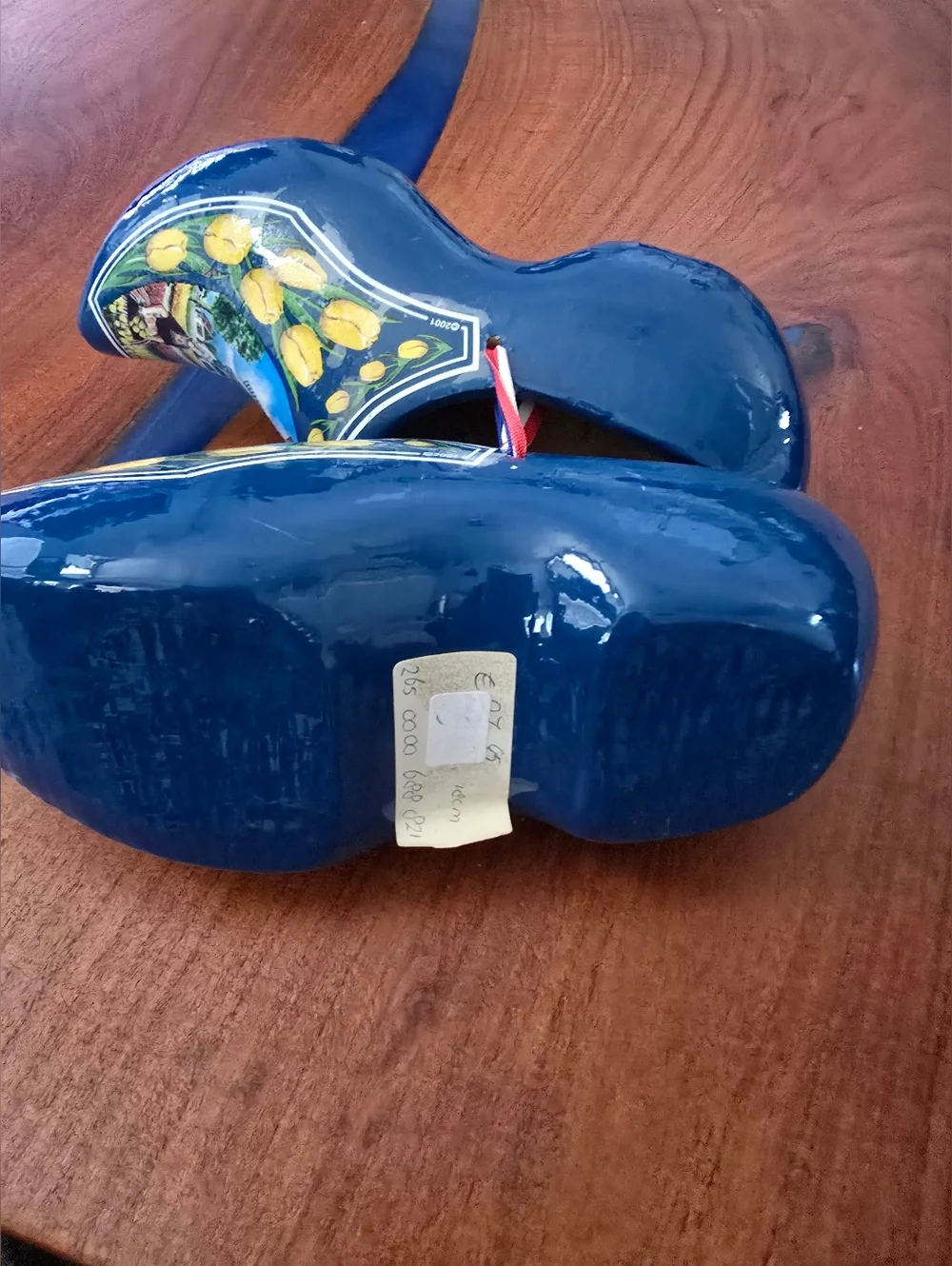 Holland Blue Kids Wooden Moccasin Clogs with Tulip & Windmill Art